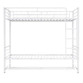 Twin Over Twin Metal Bunk Bed With Shelf And Guardrails, White White Steel