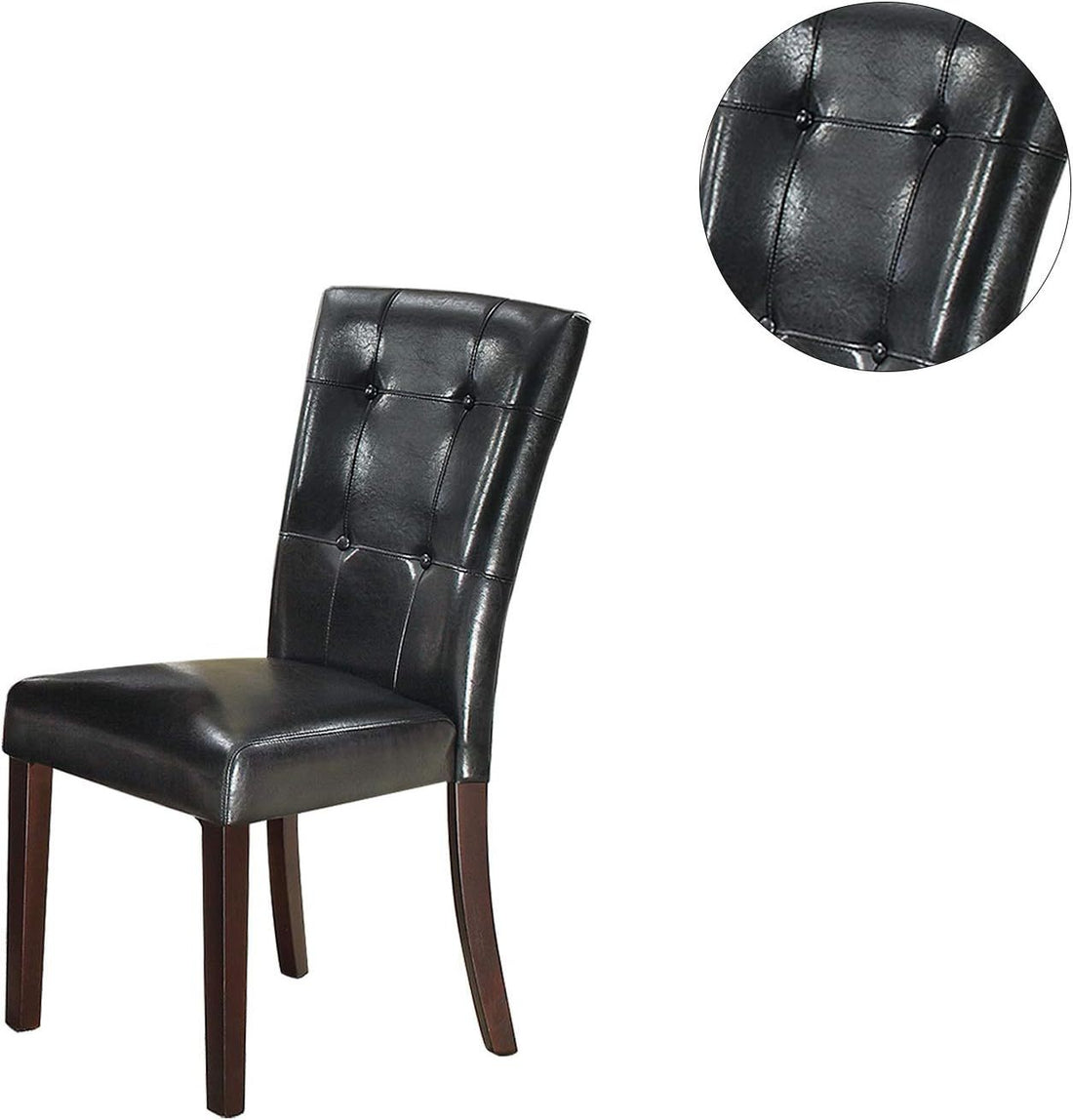 Modern Parson Chairs Black Faux Leather Tufted Set Of 2 Side Chairs Dining Seatings Black Brown Dining Room Contemporary,Modern Dining Chairs Birch Tufted Back Mdf