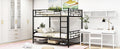 Full Over Full Metal Bunk Bed With Shelf And Guardrails, Black Black Steel