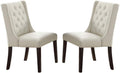 Modern Faux Leather White Tufted Set Of 2 Chairs Dining Seat Chair Birch Wood White Brown Dining Room Foam Contemporary,Modern Dining Chairs Birch Tufted Back Mdf