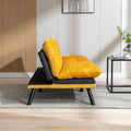 Convertible Sofa Bed Loveseat Futon Bedadjustable Lounge Couch With Metal Legs,Futon Sets For Compact Living Space Chenille Yellow Yellow Upholstered