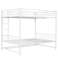 Full Over Full Metal Bunk Bed With Shelf And Guardrails, White White Steel