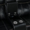 Home Theater Seating Manual Recliner With Cup Holder, Hide Away Storage, 2 Usb Ports And 2 Power Sockets For Living Room, Home Theater, Black Black Foam Pu