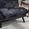 Convertible Sofa Bed Loveseat Futon Bedadjustable Lounge Couch With Metal Legs,Futon Sets For Compact Living Space Chenille Black Upholstered