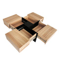 Unique Design Coffee Table With 4 Hidden Storage Compartments, Square Cocktail Table With Extendable Sliding Tabletop, Uv High Gloss Design Center Table For Living Room, 31.5