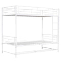 Twin Over Twin Metal Bunk Bed With Shelf And Guardrails, White White Steel