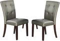 Modern Parson Chairs Silver Faux Leather Tufted Set Of 2 Side Chairs Dining Seatings Silver Brown Dining Room Contemporary,Modern Dining Chairs Birch Tufted Back Mdf