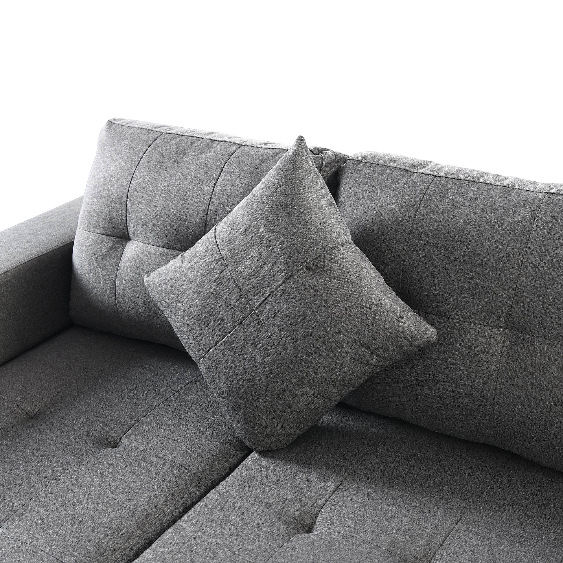 Sectional Sofa Set For Living Room With L Shape Chaise Lounge ,Cup Holder And Left Or Right Hand Chaise Modern 4 Seat Grey Fabric