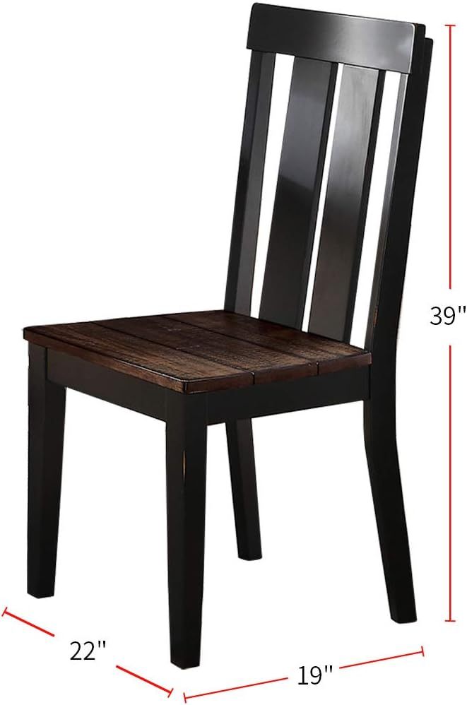 Natural Solid Wood Dark Brown Hues Set Of 2 Chairs Dining Room Seatings Chair Dark Brown Dining Room Modern,Transitional Dining Chairs Rubberwood Slat Back Solid Wood