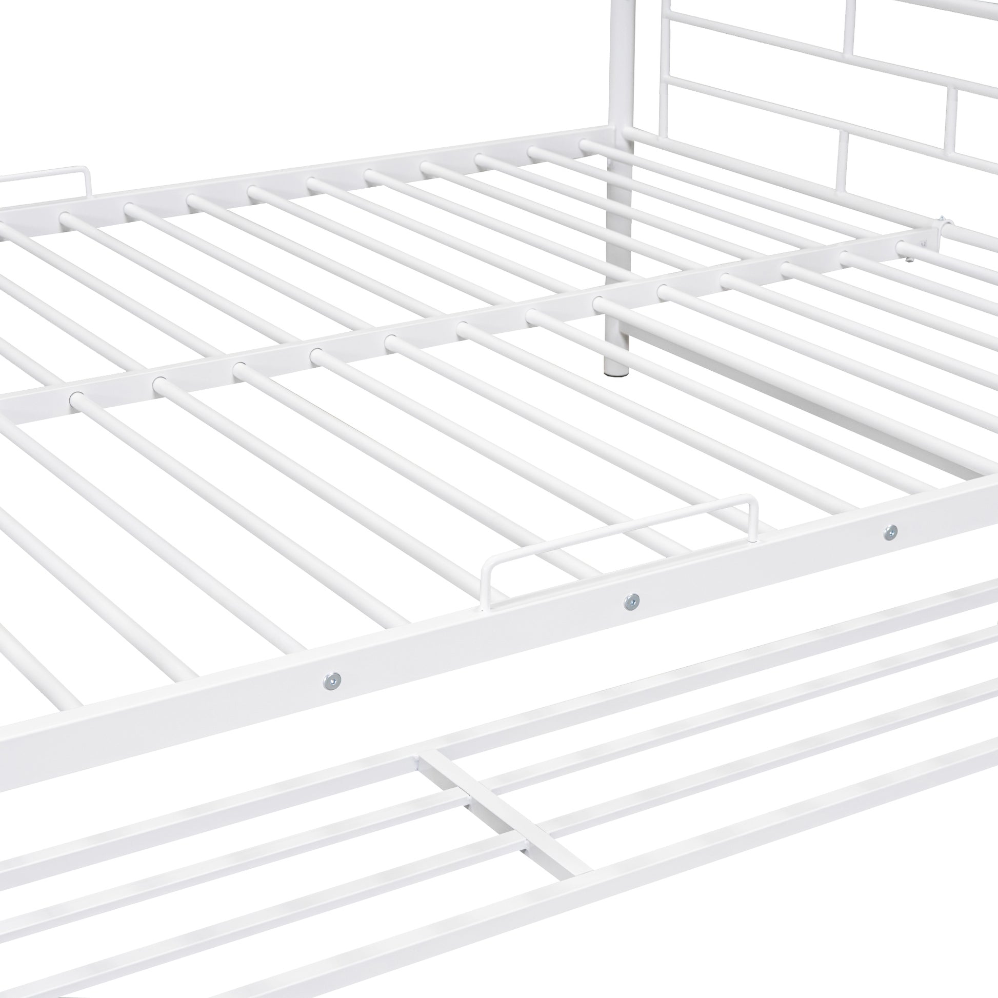 Full Over Full Metal Bunk Bed With Shelf And Guardrails, White White Steel