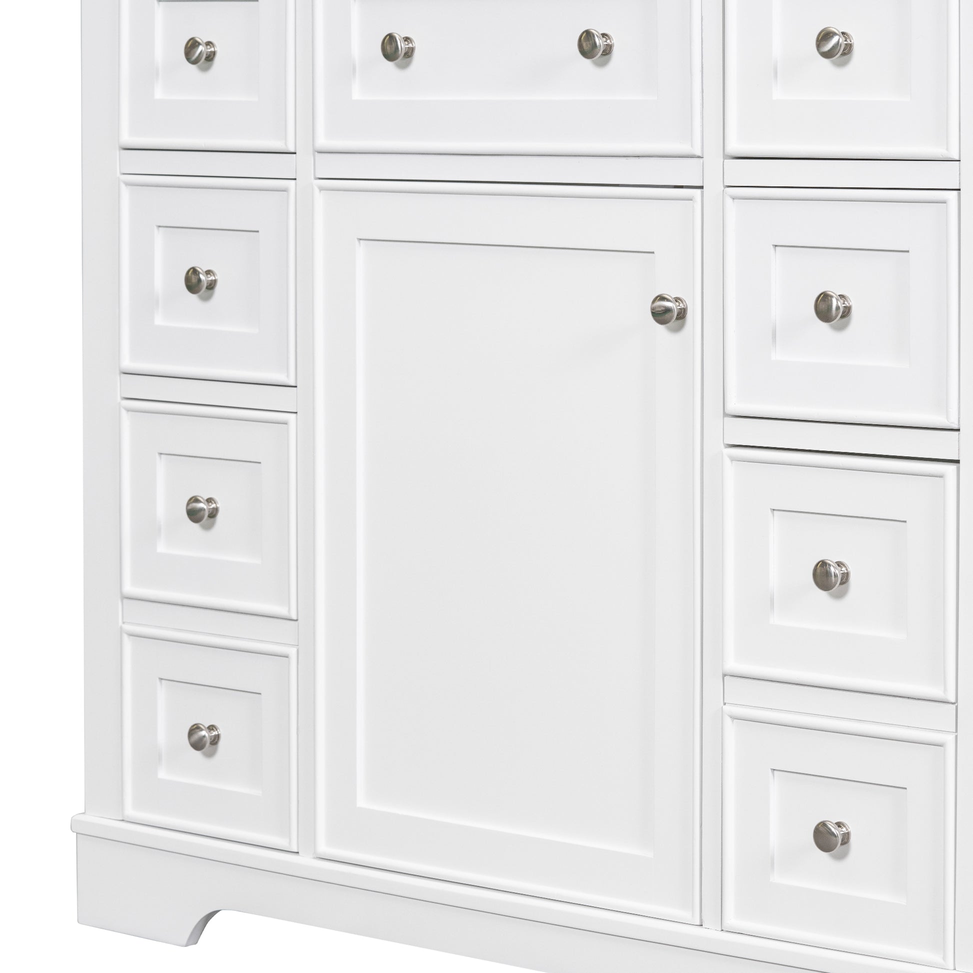 36" Bathroom Vanity Without Sink, Cabinet Base Only, One Cabinet And Six Drawers, White White Solid Wood Mdf