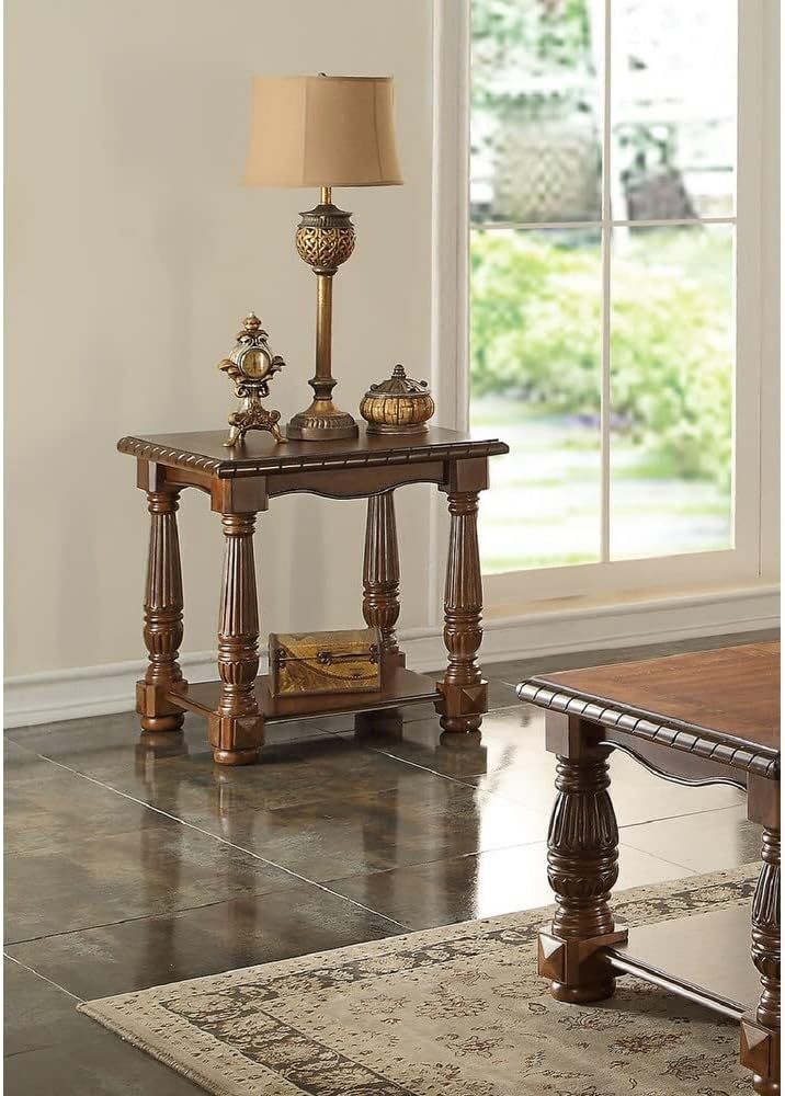 Traditional Formal Look Wooden 1Pc End Table Living Room Sofa Side Table Rubberwood Ash Burl Veneer Brown Bedroom Classic,Traditional Rubberwood Rectangular Open Storage Coffee & End Tables Solid Wood