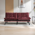 Convertible Sofa Bed Loveseat Futon Bedadjustable Lounge Couch With Metal Legs,Futon Sets For Compact Living Space Chenille Wine Red Wine Red Upholstered