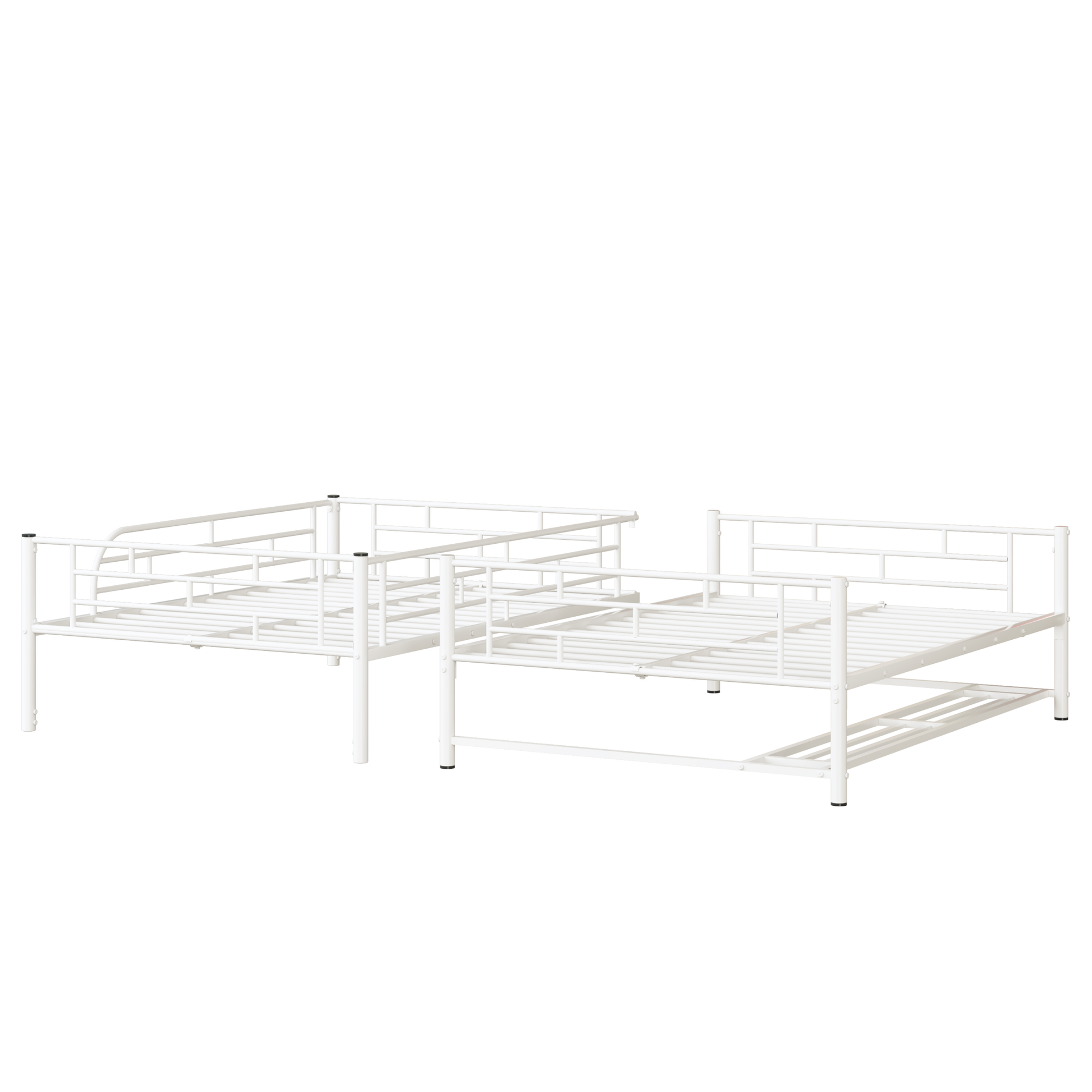 Full Over Full Metal Bunk Bed With Shelf And Guardrails, White White Steel