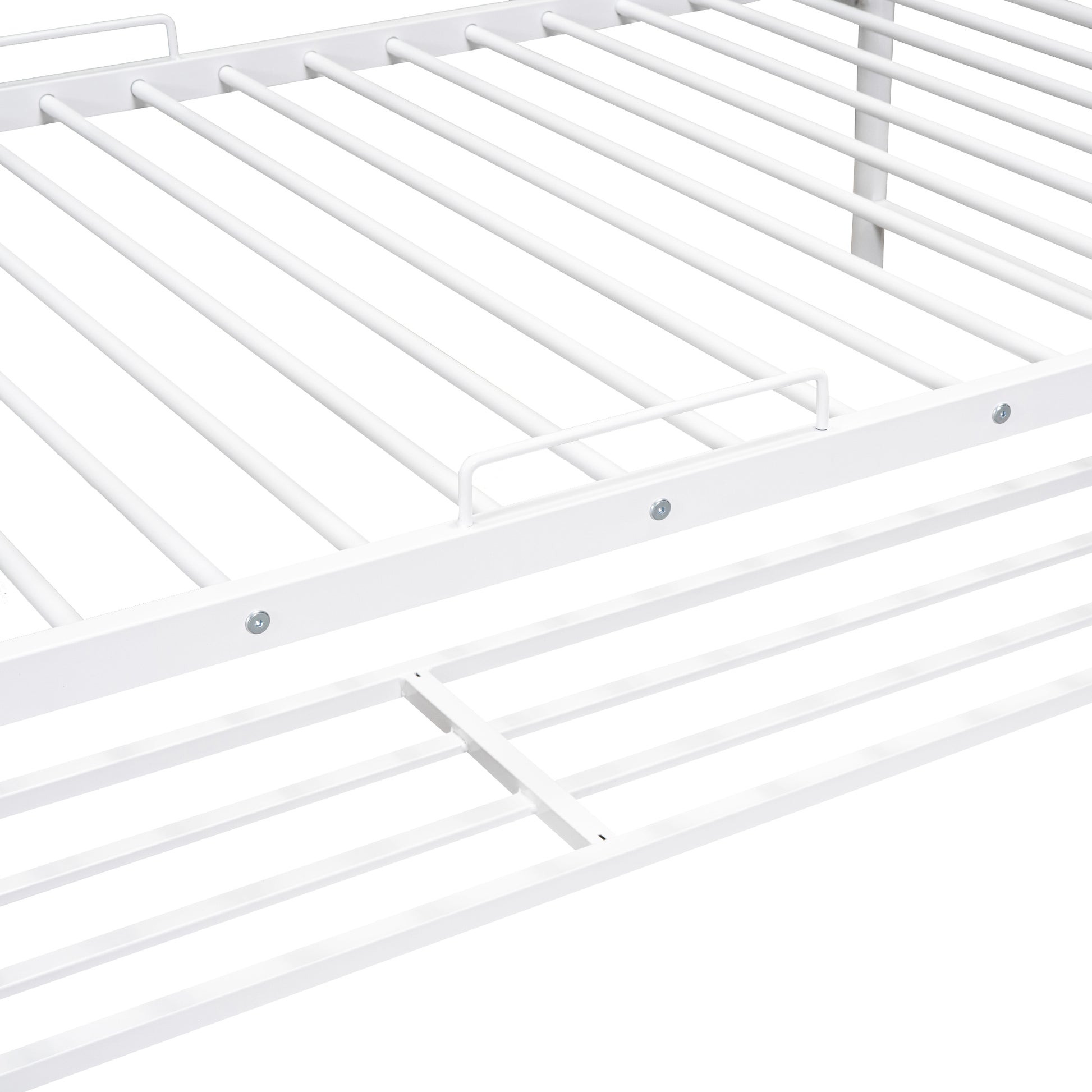 Twin Over Twin Metal Bunk Bed With Shelf And Guardrails, White White Steel