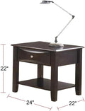 Simple Modern Look Wooden End Table Living Room Sofa Side Table Venner Drawerand Shelf Brown Brown Primary Living Space Modern Rubberwood Rectangular Drawers Coffee & End Tables Solid Wood