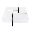 Unique Design Coffee Table With 4 Hidden Storage Compartments, Square Cocktail Table With Extendable Sliding Tabletop, Uv High Gloss Design Center Table For Living Room, 31.5