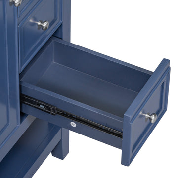 36" Bathroom Vanity With Sink Combo, One Cabinet And Three Drawers, Solid Wood And Mdf Board, Blue Old Sku:Sy999505Aac Blue Solid Wood Mdf