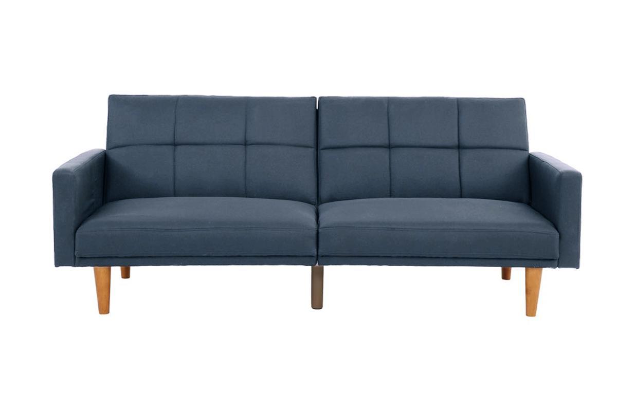 Transitional Look Living Room Sofa Couch Convertible Bed Navy Polyfiber 1Pc Tufted Sofa Cushion Wooden Legs Navy Primary Living Space Tufted Back Modern,Transitional Pine Square Arms Fabric 2 Seat