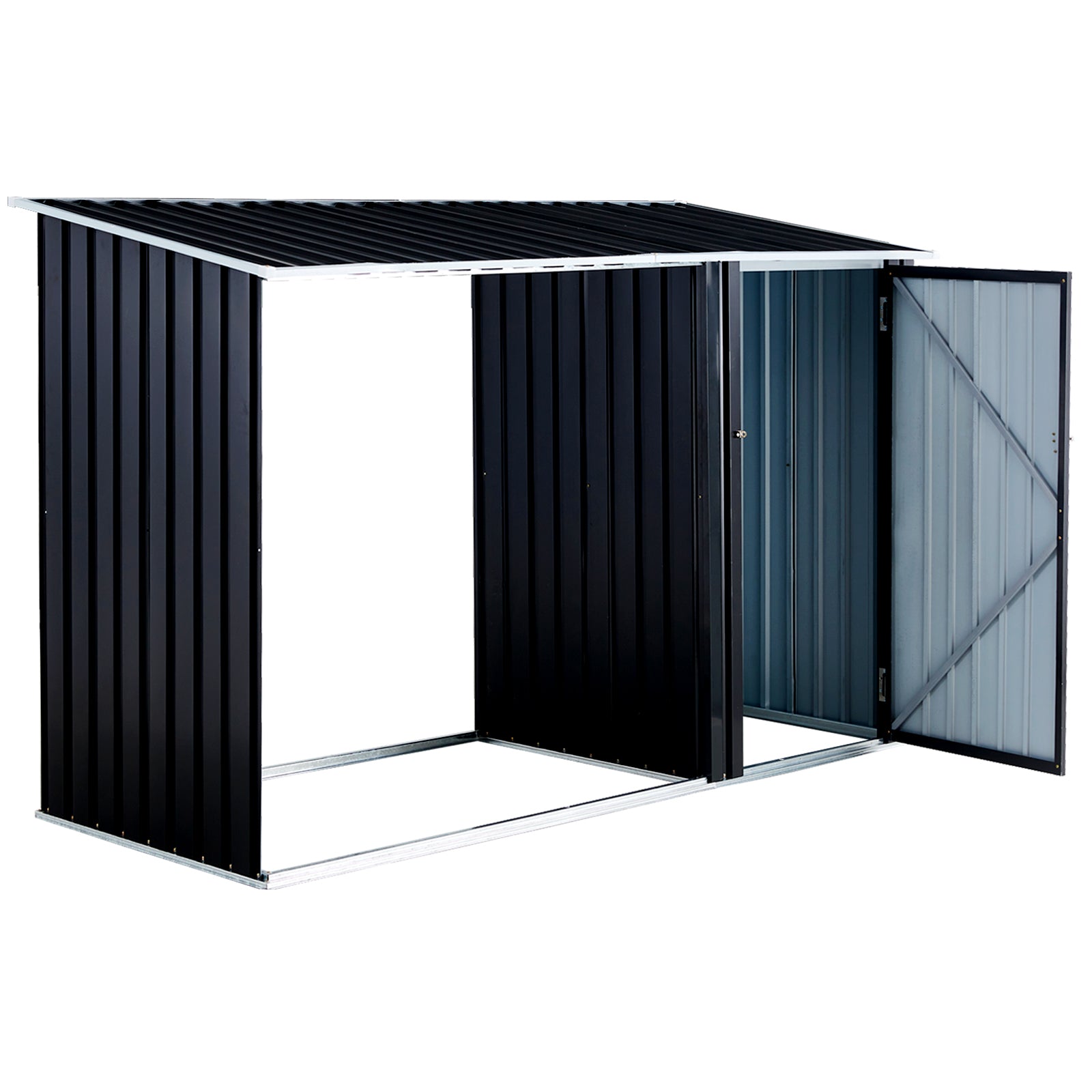 Firewood Storage Shed, Outdoor Firewood Rack, Outdoor Storage Shed With Log Holder, Firewood Shelter For Patio, Anthracite Galvanized Steel Dark Gray Steel