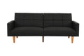 Transitional Look Living Room Sofa Couch Convertible Bed Black Polyfiber 1Pc Tufted Sofa Cushion Wooden Legs Black Wood Primary Living Space Tufted Back Modern,Transitional Pine Square Arms Fabric 2 Seat