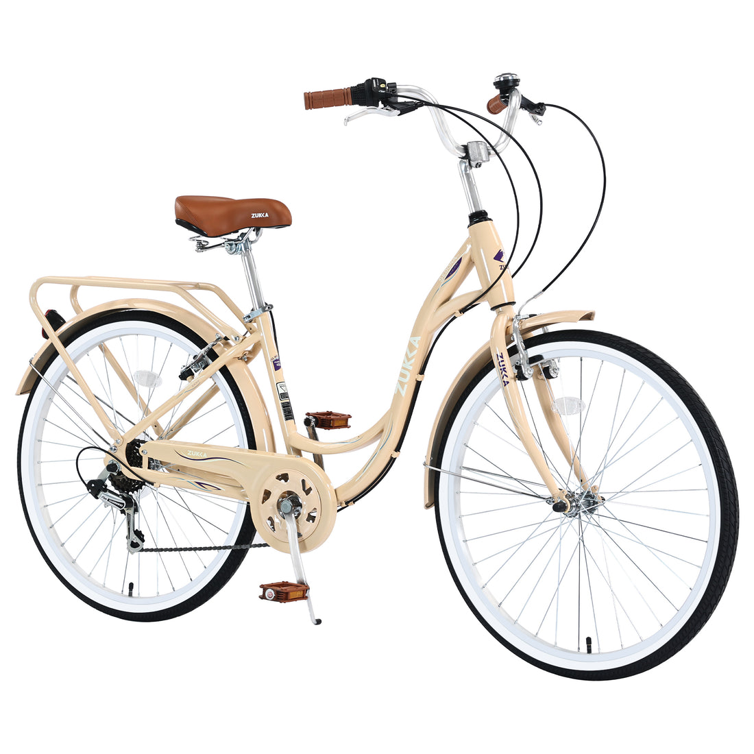 Ladys Bike, 7 Speed, Steel Frame, Multiple Colors Cycling Beige Garden & Outdoor Steel