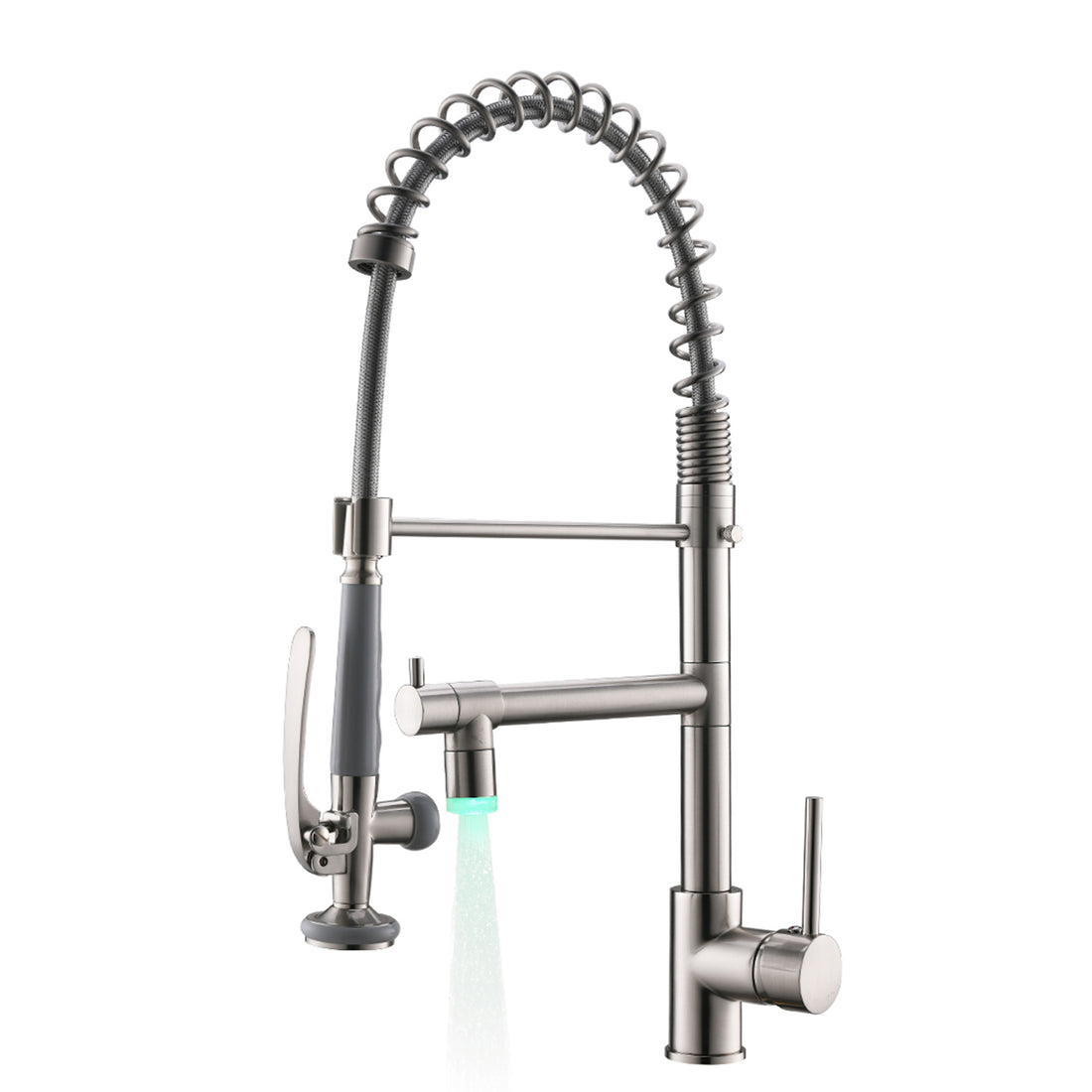 Commercial Kitchen Faucet Pull Down Sprayer Brushed Nickel,Single Handle Kitchen Sink Faucet Brushed Nickel Kitchen Contemporary Ceramic Brass