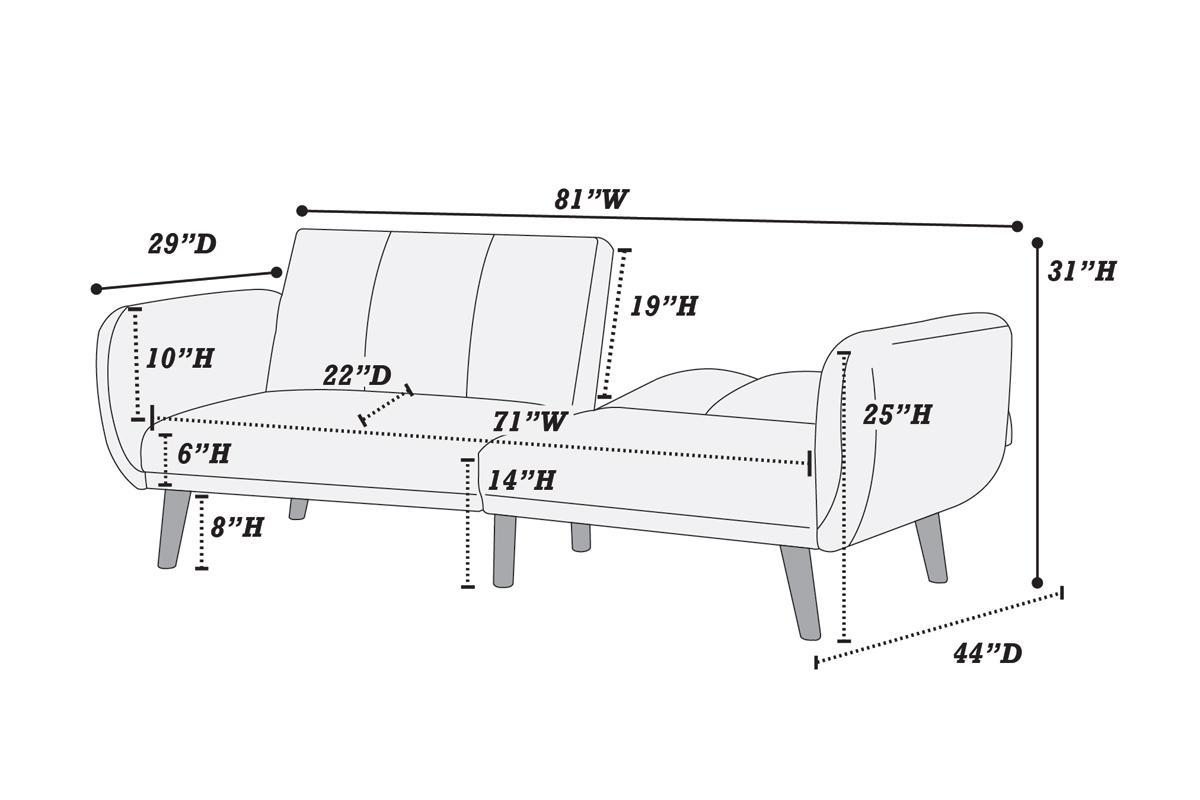 Elegant Modern Sofa Mustard Color Polyfiber 1Pc Sofa Convertible Bed Wooden Legs Living Room Lounge Guest Furniture Mustard Primary Living Space Cushion Back Contemporary,Mid Century Modern,Modern Square Arms Fabric 2 Seat