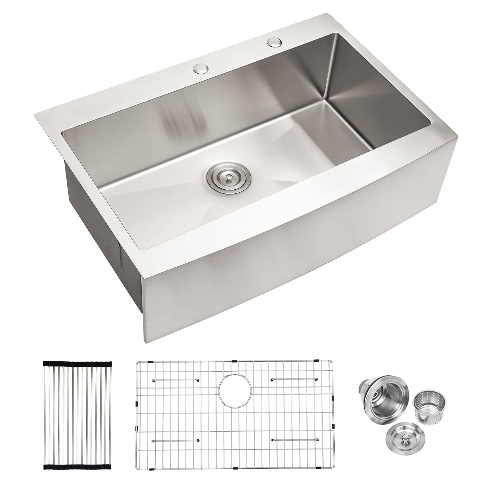 33 Drop In Farmhouse Sink 33*22*10 Inch Kitchen Sink Stainless Steel 16 Gauge Topmount Apron Front Kitchen Sink Brushed Nickel Stainless Steel