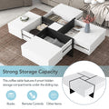 Unique Design Coffee Table With 4 Hidden Storage Compartments, Square Cocktail Table With Extendable Sliding Tabletop, Uv High Gloss Design Center Table For Living Room, 31.5
