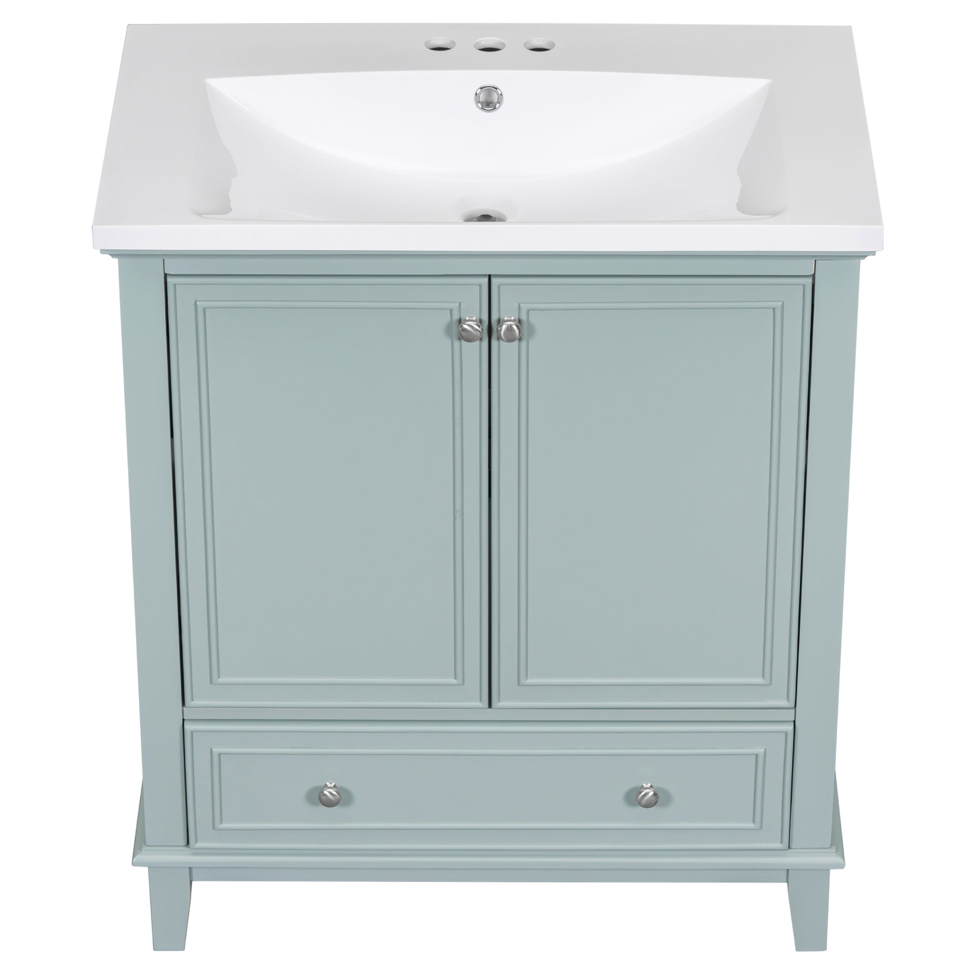 30" Bathroom Vanity With Sink Combo, Multi Functional Bathroom Cabinet With Doors And Drawer, Solid Frame And Mdf Board, Green Green Solid Wood Mdf