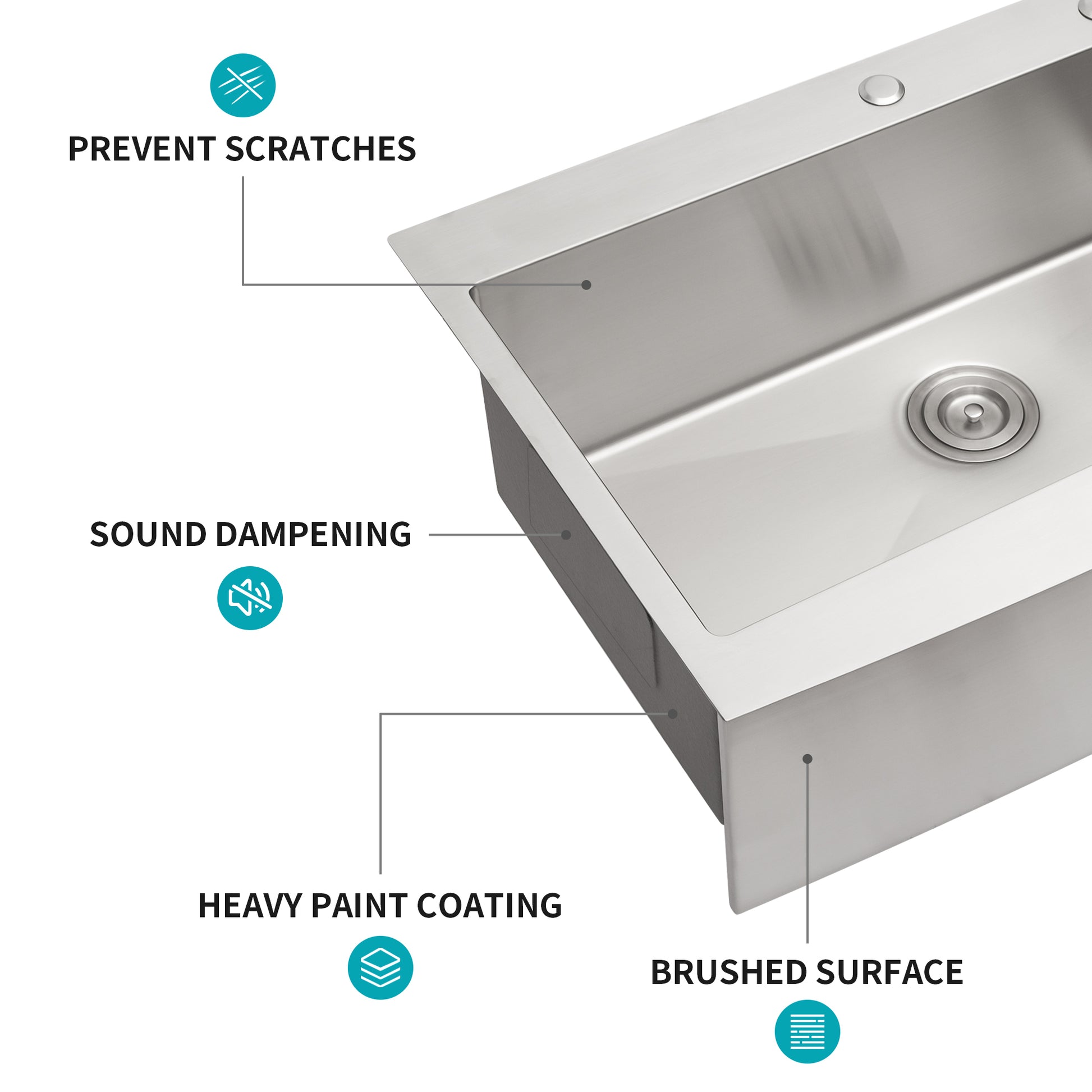 33 Drop In Farmhouse Sink 33*22*10 Inch Kitchen Sink Stainless Steel 16 Gauge Topmount Apron Front Kitchen Sink Brushed Nickel Stainless Steel