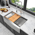 36 Farmhouse Sink Workstation 36*22*10 Inch Kitchen Sink Stainless Steel 16 Gauge Apron Front Kitchen Sink Brushed Nickel Stainless Steel