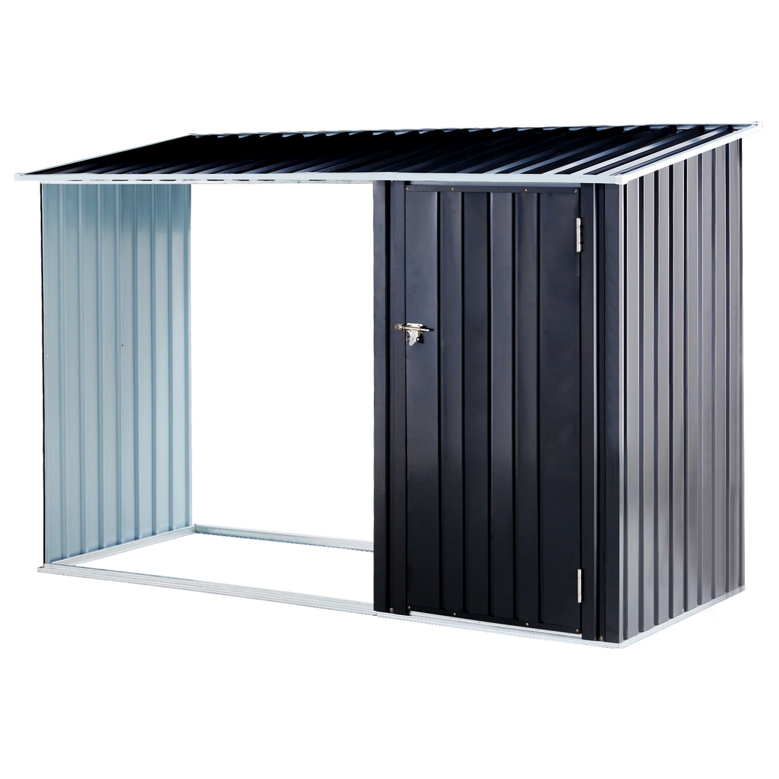 Firewood Storage Shed, Outdoor Firewood Rack, Outdoor Storage Shed With Log Holder, Firewood Shelter For Patio, Anthracite Galvanized Steel Dark Gray Steel