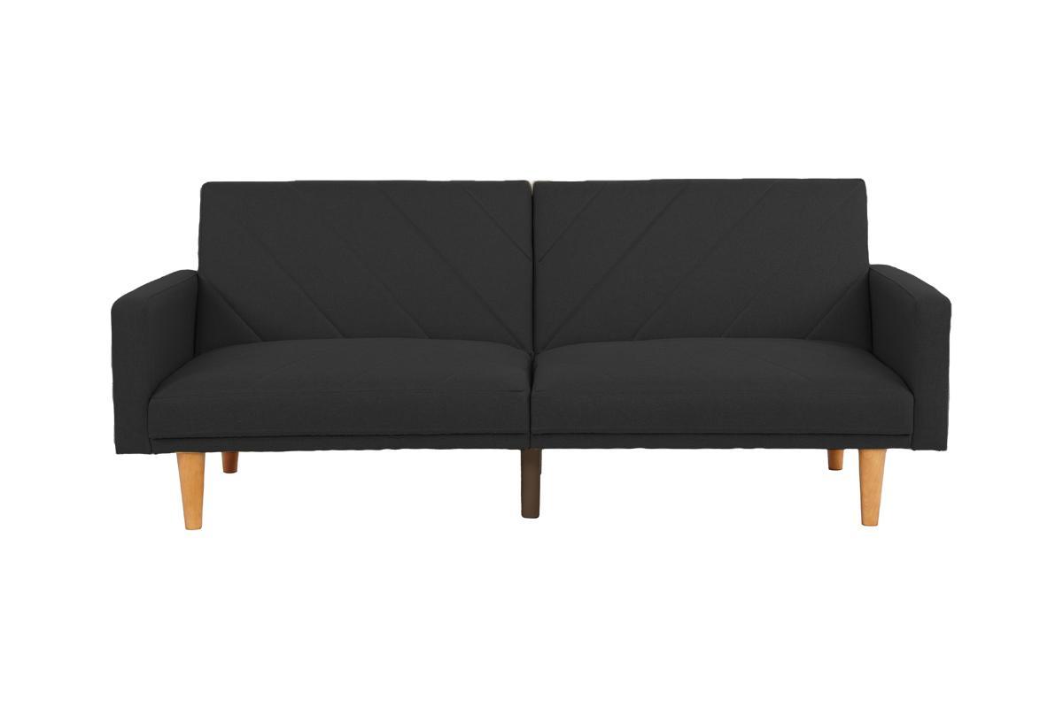 Modern Electric Look 1Pc Convertible Sofa Couch Black Linen Like Fabric Cushion Clean Lines Wooden Legs Living Room Black Wood Primary Living Space Cushion Back Modern,Transitional Square Arms Fabric 2 Seat