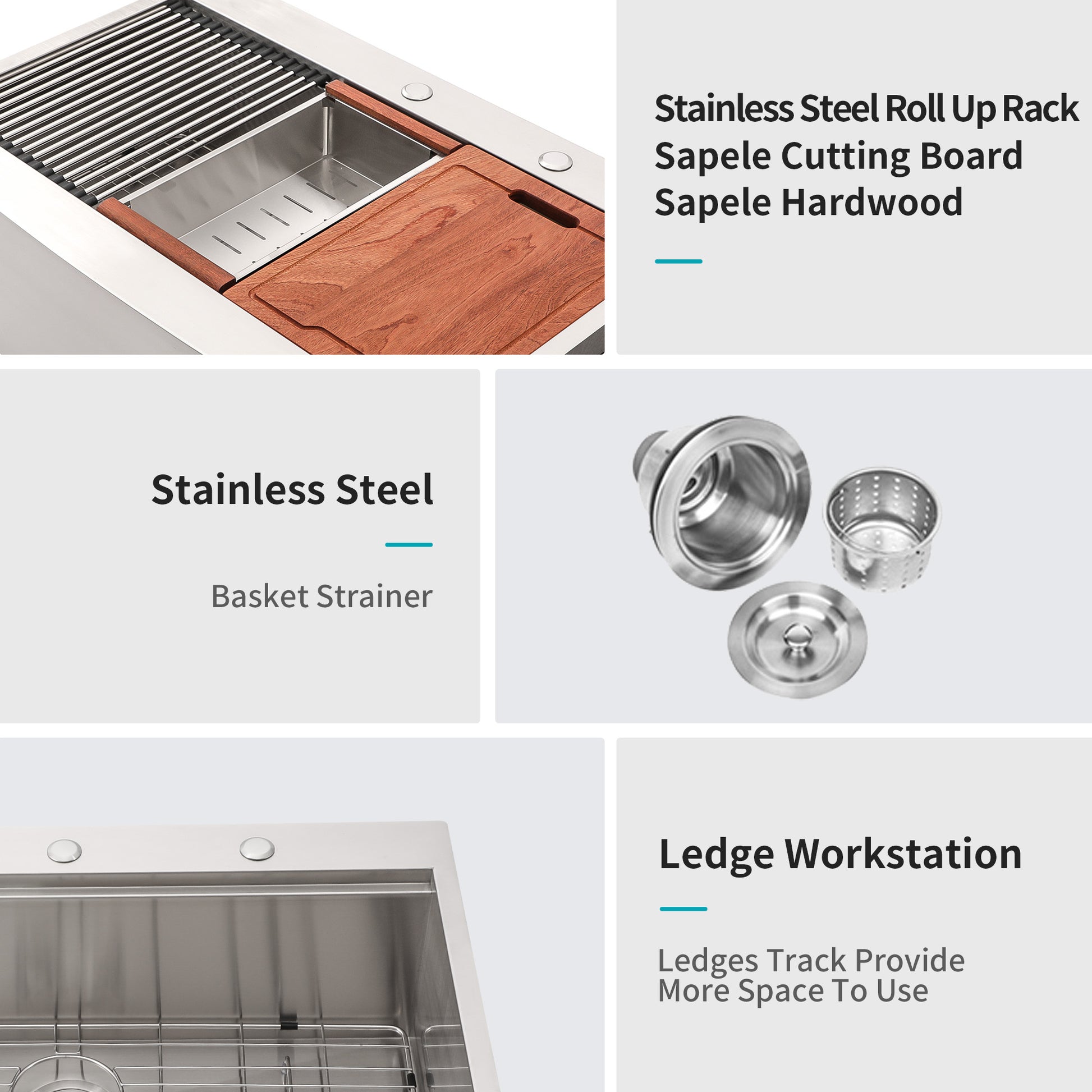 36 Drop In Farmhouse Sink Workstation 36*22*10 Inch Kitchen Sink Stainless Steel 16 Gauge Topmount Apron Front Kitchen Sink Brushed Nickel Stainless Steel