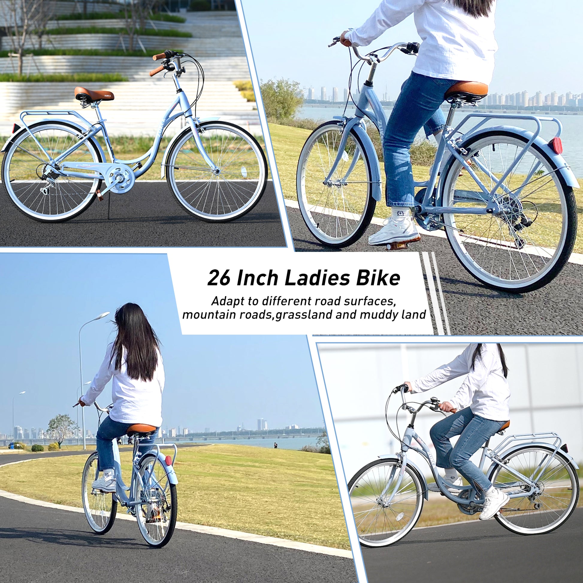 7 Speed, Steel Frame, Multiple Colors 26 Inch Ladies Bicycle Cycling Blue Garden & Outdoor Steel