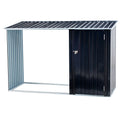Firewood Storage Shed, Outdoor Firewood Rack, Outdoor Storage Shed With Log Holder, Firewood Shelter For Patio, Anthracite Galvanized Steel Dark Gray Steel