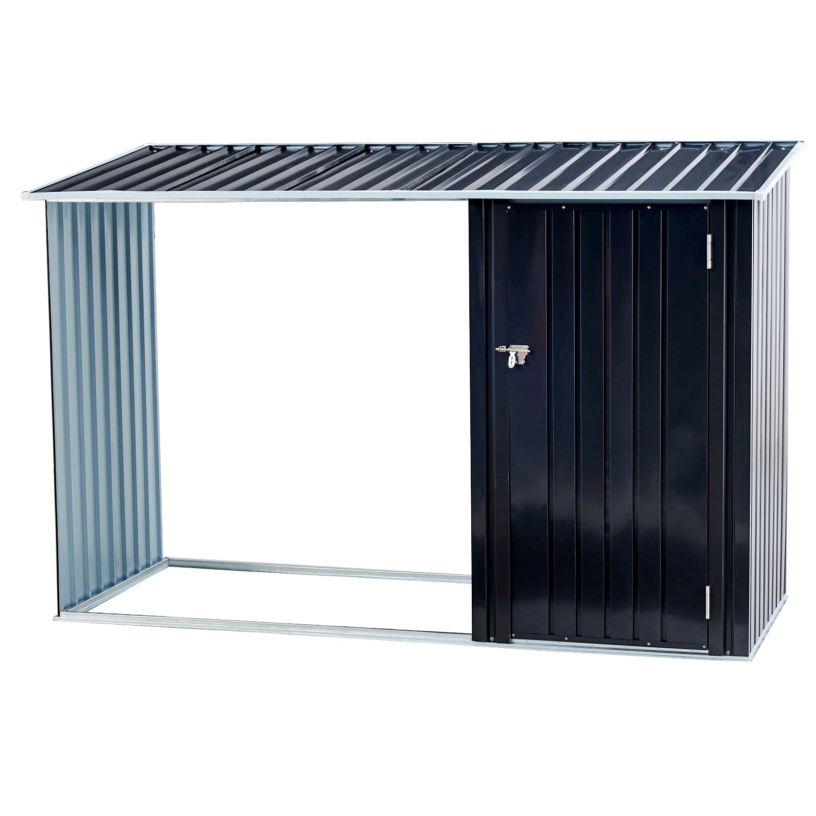 Firewood Storage Shed, Outdoor Firewood Rack, Outdoor Storage Shed With Log Holder, Firewood Shelter For Patio, Anthracite Galvanized Steel Dark Gray Steel