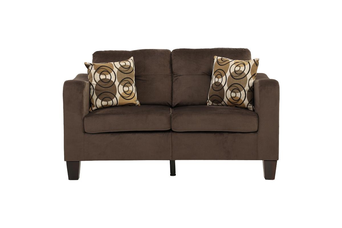 Living Room Furniture 2Pc Sofa Set Chocolate Polyfiber Sofa And Loveseat W Pillows Cushion Couch Chocolate Primary Living Space Cushion Back Modern,Transitional Square Arms Particle Board 5 Seat