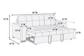 Sofa W Pull Out Bed Convertible Sofa In Blue Grey Polyfiber Hs00 F6532 Blue Grey Wood Primary Living Space Tufted Back Modern,Transitional Pine Square Arms Plywood 2 Seat