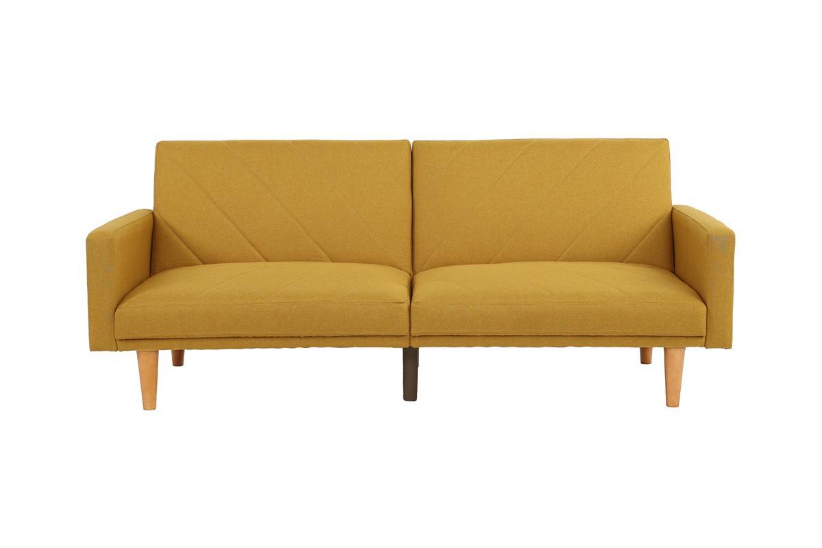 Modern Electric Look 1Pc Convertible Sofa Couch Mustard Color Linen Like Fabric Cushion Wooden Legs Living Room Mustard Primary Living Space Cushion Back Modern,Transitional Rubberwood Square Arms Fabric 2 Seat