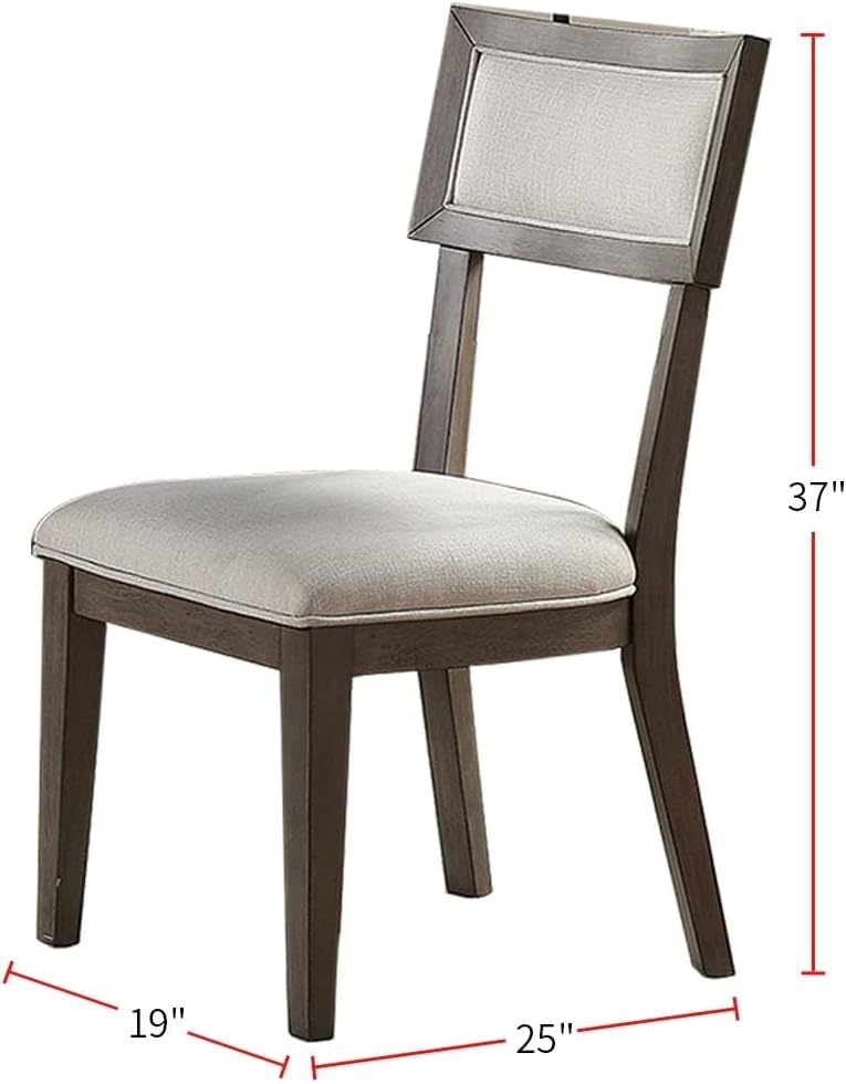 Contemporary Solid Wood & Veneer Dining Room Chairs 2Pcs Chair Set Cream Cushion Seat Back Pine Wood Grey Gray Dining Room Classic,Modern,Transitional Dining Chairs Rubberwood Open Back Solid Wood