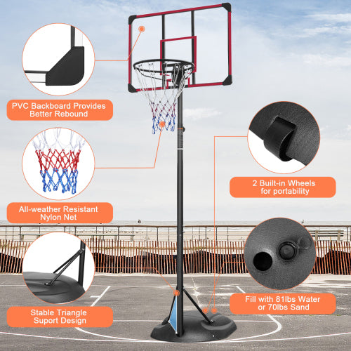 Portable Basketball Hoop Adjustable 7.5Ft 9.2Ft With 32 Inch Backboard For Youth Adults Indoor Outdoor Basketball Goal Red Black Red Iron