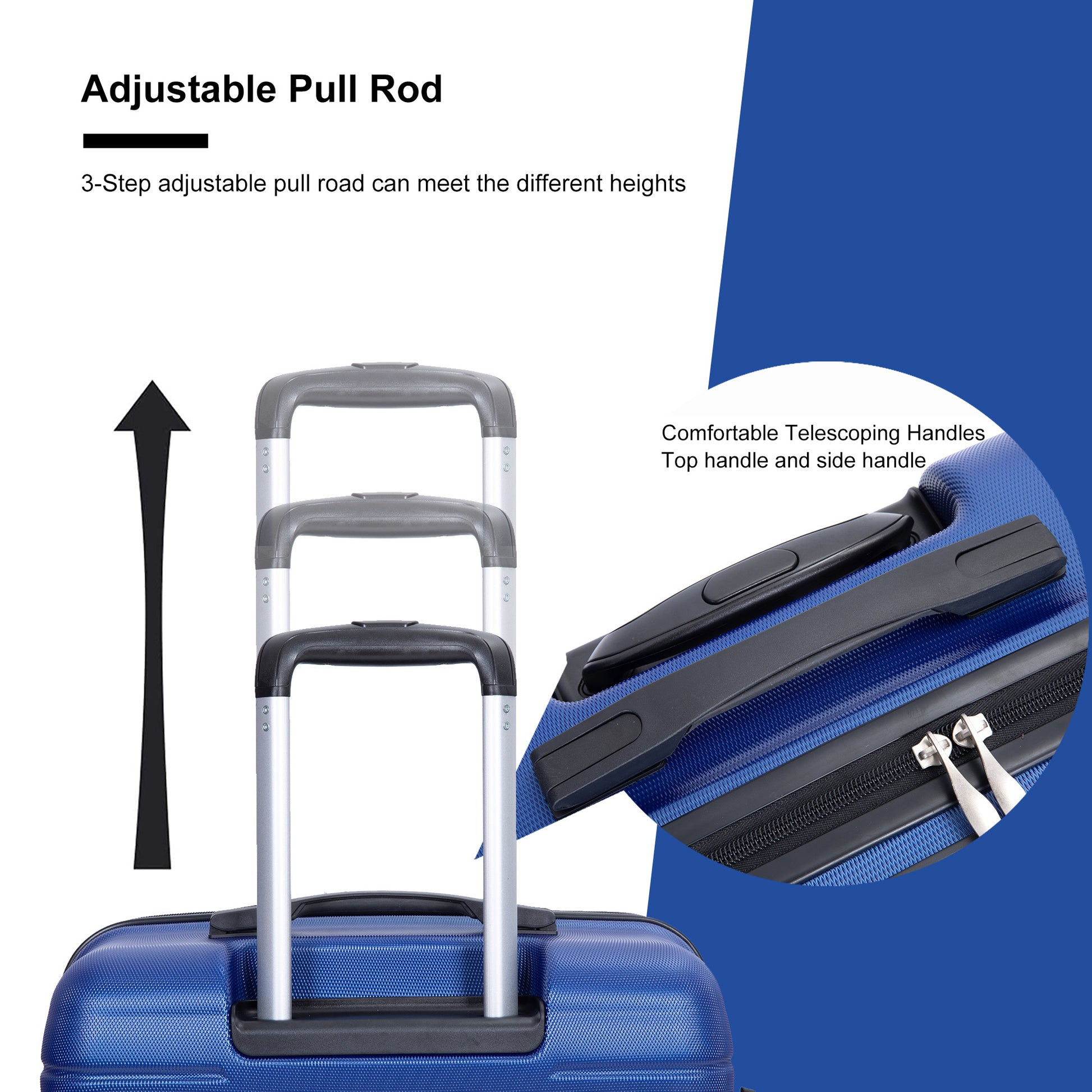 3 Piece Luggage Sets Pc Lightweight & Durable Expandable Suitcase With Two Hooks, Spinner Wheels, Tsa Lock, 21 25 29 Dark Blue Dark Blue Pc