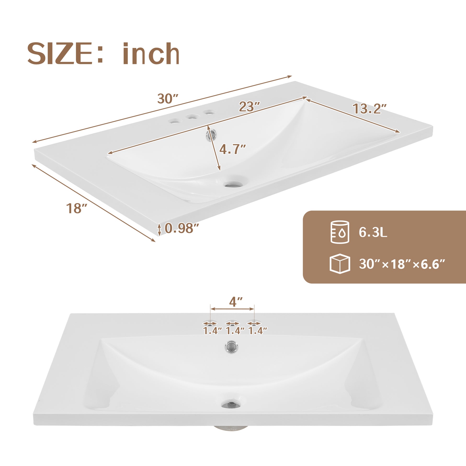 30" Bathroom Vanity With Sink Combo, White Bathroom Cabinet With Drawers, Solid Frame And Mdf Board White Solid Wood Mdf