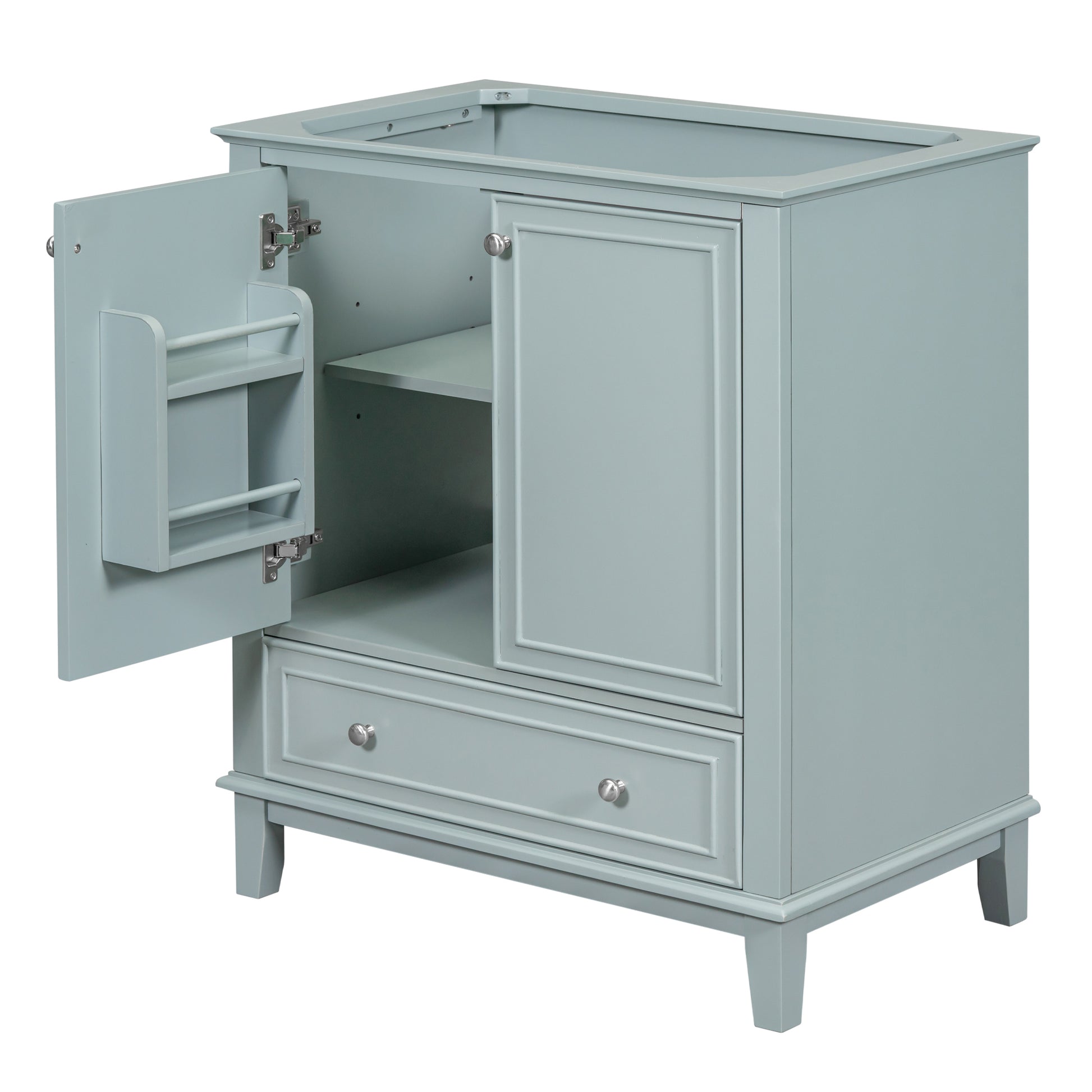 30" Bathroom Vanity Without Sink, Base Only, Multi Functional Bathroom Cabinet With Doors And Drawer, Solid Frame And Mdf Board, Green Green Solid Wood Mdf