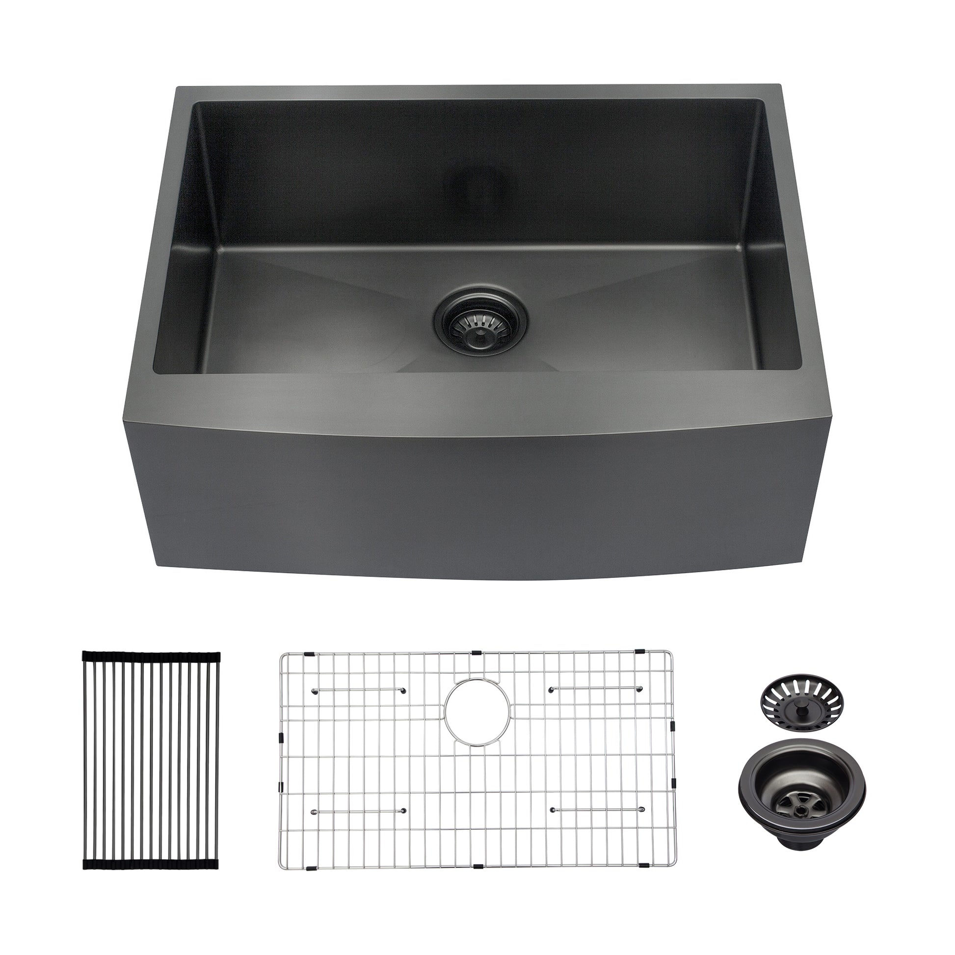 27 Gunmetal Black Farmhouse Sink 27*21*10 Inch Kitchen Sink Stainless Steel 16 Gauge Apron Front Kitchen Sink Gunmetal Black Stainless Steel