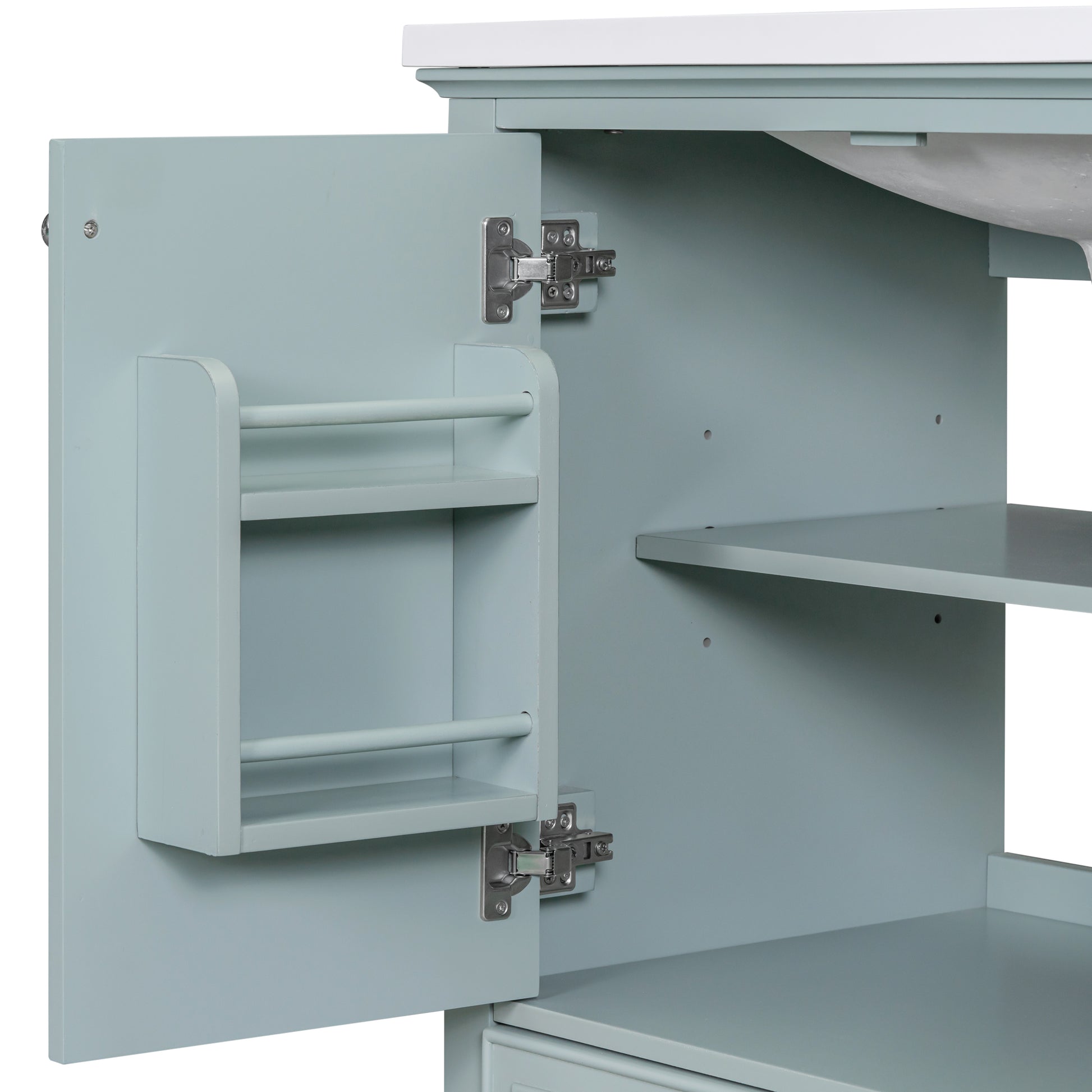 30" Bathroom Vanity Without Sink, Base Only, Multi Functional Bathroom Cabinet With Doors And Drawer, Solid Frame And Mdf Board, Green Green Solid Wood Mdf