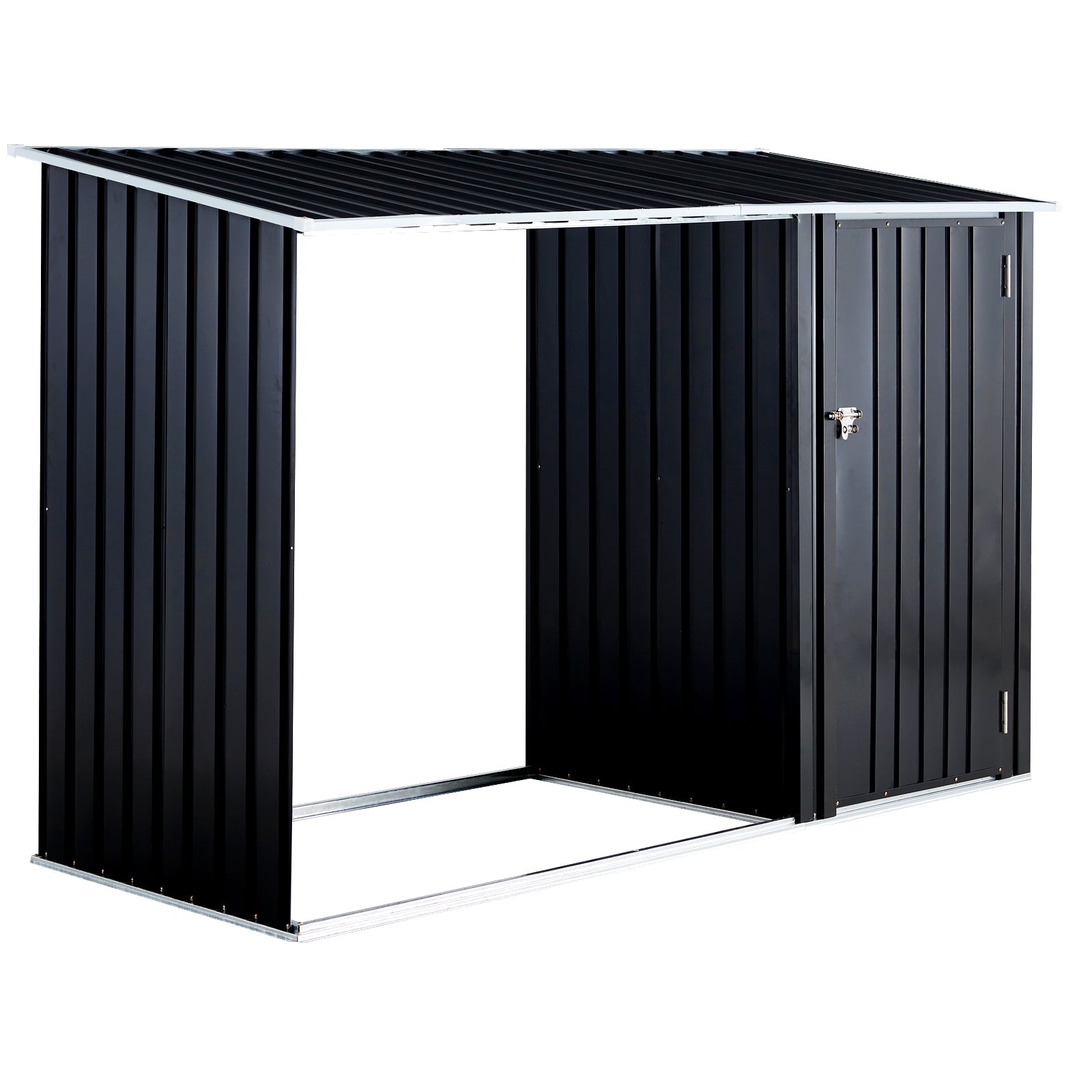 Firewood Storage Shed, Outdoor Firewood Rack, Outdoor Storage Shed With Log Holder, Firewood Shelter For Patio, Anthracite Galvanized Steel Dark Gray Steel